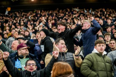 Derby County taraftarları takımın ilk golünü 8 Şubat 2025 'te Norwich City - Derby County Carrow Road, Norwich, İngiltere' de oynanan Sky Bet Şampiyonası maçında kutluyorlar.
