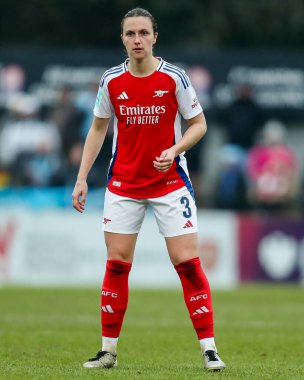 Arsenal 'den Lotte Wubben-Woy, 9 Şubat 2025' te İngiltere 'nin Borehamwood kentinde Managata Pay UK Stadyumu' nda oynanan Adobe Kadınlar FA 5. Raundda Arsenal Women vs London City Lionses maçına bakıyor.