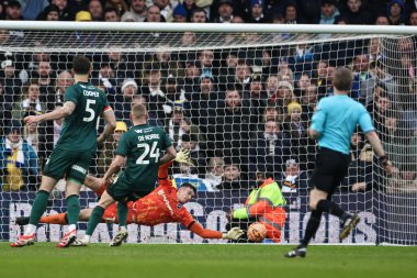 Millwall 'dan Liam Roberts, 8 Şubat 2025' te Birleşik Krallık 'ın Elland Road kentinde oynanan 4. Rauntluk Leeds United-Millwall maçında bir kurtarış yaptı.