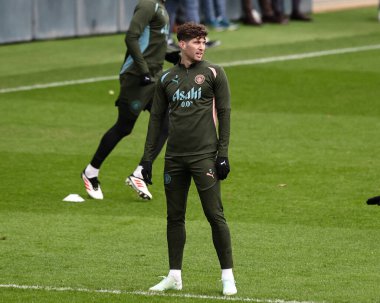 Manchester City 'den John Stones UEFA Şampiyonlar Ligi Manchester City Eğitim oturumu sırasında Etihad Kampüsü, Manchester, İngiltere, 10 Şubat 2025