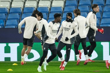 UEFA Şampiyonlar Ligi Real Madrid Eğitim Oturumu sırasında Real Madrid 'den Kylian Mbapp 10 Şubat 2025' te Etihad Stadyumu 'nda