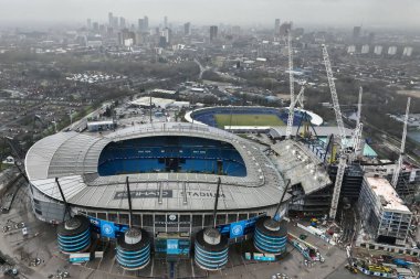 Etihad Stadyumu 'nun hava görüntüsü UEFA Şampiyonlar Ligi Knockout Round Play-off Manchester City - Real Madrid maçı öncesinde 11 Şubat 2025' te Etihad Stadyumu, Manchester, İngiltere