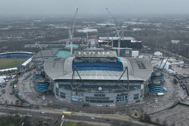 Etihad Stadyumu 'nun hava görüntüsü UEFA Şampiyonlar Ligi Knockout Round Play-off Manchester City - Real Madrid maçı öncesinde 11 Şubat 2025' te Etihad Stadyumu, Manchester, İngiltere