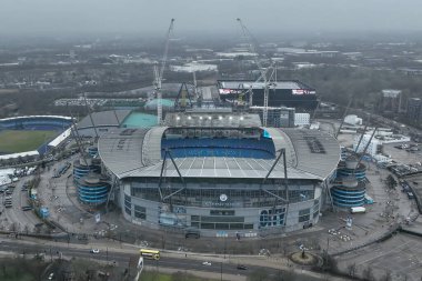 Etihad Stadyumu 'nun hava görüntüsü UEFA Şampiyonlar Ligi Knockout Round Play-off Manchester City - Real Madrid maçı öncesinde 11 Şubat 2025' te Etihad Stadyumu, Manchester, İngiltere