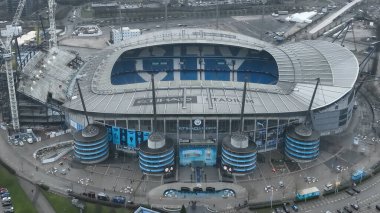 Etihad Stadyumu 'nun hava görüntüsü UEFA Şampiyonlar Ligi Knockout Round Play-off Manchester City - Real Madrid maçı öncesinde 11 Şubat 2025' te Etihad Stadyumu, Manchester, İngiltere