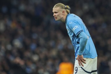 Manchester City 'den Erling Haaland UEFA Şampiyonlar Ligi eleme turu sırasında Manchester City - Real Madrid Etihad Stadyumu, Birleşik Krallık, 11 Şubat 2025