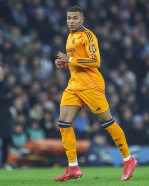 Real Madrid 'den Kylian Mbapp UEFA Şampiyonlar Ligi Knockout Round Play-off Manchester City - Real Madrid maçı sırasında Etihad Stadyumu, Manchester, Birleşik Krallık, 11 Şubat 2025