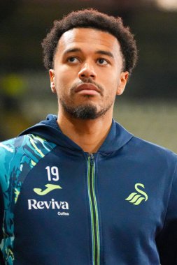 Swansea City 'den Florian Bianchini, 12 Şubat 2025' te İngiltere 'nin Swansea.com Stadyumu' nda Swansea City ve Sheffield maçının öncesinde sahaya çıktı.