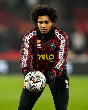 Sheffield United takımından Sam McCallum, Sheffield Lane, Sheffield, İngiltere 'de 12 Şubat 2025' te oynanan 