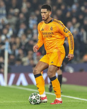 Real Madrid 'den Jude Bellingham 11 Şubat 2025' te Etihad Stadyumu 'nda oynanan UEFA Şampiyonlar Ligi Play-off Manchester City - Real Madrid maçında