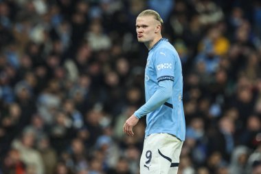 Manchester City 'den Erling Haaland UEFA Şampiyonlar Ligi eleme turu sırasında Manchester City - Real Madrid Etihad Stadyumu, Birleşik Krallık, 11 Şubat 2025