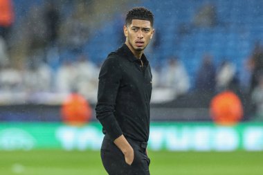 Real Madrid 'den Jude Bellingham, UEFA Şampiyonlar Ligi Knockout Round Play-off Manchester City - Real Madrid maçında 11 Şubat 2025' te Etihad Stadyumu 'na geldi.