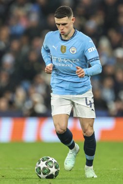 Manchester City 'den Phil Foden UEFA Şampiyonlar Ligi Knockout Round Play-off Manchester City - Real Madrid maçı sırasında Etihad Stadyumu, Manchester, Birleşik Krallık, 11 Şubat 2025
