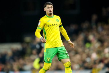 Norwich City 'den Borja Sainz, 11 Şubat 2025' te Norwich City, Carrow Road, Norwich 'te Preston North End' e karşı oynanan Gökyüzü İddia Şampiyonası maçında tepki gösterdi.
