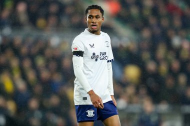 Preston North End takımından Jayden Meghoma 11 Şubat 2025 'te Norwich City, Norwich North End' e karşı oynanan Gökyüzü İddia Şampiyonası maçında görülüyor.