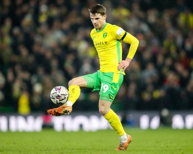 Norwich City 'den Jacob Sorensen 11 Şubat 2025' te Norwich City, Norwich North End 'e karşı oynanan Gökyüzü İddia Şampiyonası maçında topu kontrol ediyor.