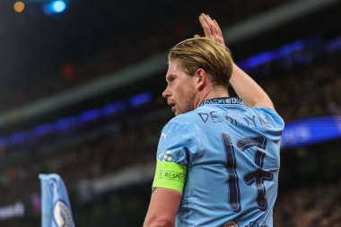 Manchester City 'den Kevin De Bruyne 11 Şubat 2025 tarihinde Etihad Stadyumu' nda Manchester City - Real Madrid maçında UEFA Şampiyonlar Ligi elemeleri sırasında