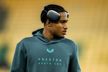 Preston North End 'den Jayden Meghoma, 11 Şubat 2025' te İngiltere, Carrow Road 'da Norwich City - Preston North End maçından önce Carrow Road' a vardı.