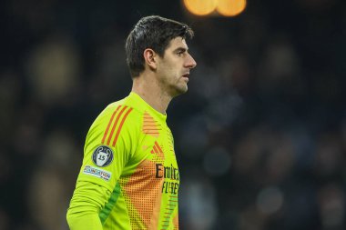 Real Madrid 'den Thibaut Courtois UEFA Şampiyonlar Ligi eleme turunda Manchester City - Real Madrid maçı sırasında Etihad Stadyumu, Manchester, Birleşik Krallık, 11 Şubat 2025