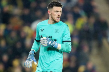 Preston North End 'den Freddie Woodman, 11 Şubat 2025' te Norwich City, Norwich North End 'e karşı oynanan Sky Bet Şampiyonası maçında seyrediyor.