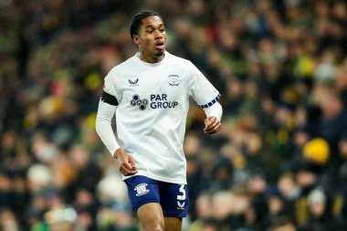 Jayden Meghoma of Preston North End in action during the Sky Bet Championship match Norwich City vs Preston North End at Carrow Road, Norwich, United Kingdom, 11th February 2025 clipart