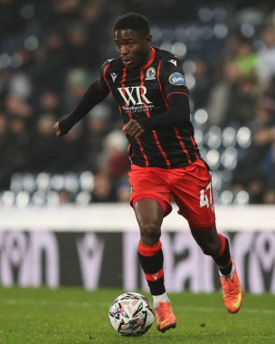 Blackburn Rovers takımından Augustus Kargbo, 12 Şubat 2025 'te İngiltere' nin başkenti West Bromwich 'te oynanan Blackburn Rovers maçında West Bromwich Albion' a karşı oynuyor.