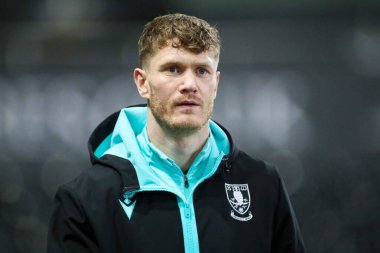 Sheffield 'li Michael Smith, 12 Şubat 2025' te İngiltere 'nin Swansea.com Stadyumu' nda Çarşamba günü Swansea City ile Sheffield maçının öncesinde stadyuma geldi.