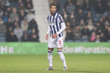 West Bromwich Albion 'dan Mason Holgate, West Bromwich Albion maçı sırasında West Bromwich Albion, The Hawthorns, West Bromwich, İngiltere' de Blackburn Rovers 'a karşı, 12 Şubat 2025