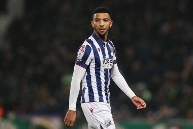 West Bromwich Albion 'dan Mason Holgate, West Bromwich Albion maçı sırasında West Bromwich Albion, The Hawthorns, West Bromwich, İngiltere' de Blackburn Rovers 'a karşı, 12 Şubat 2025