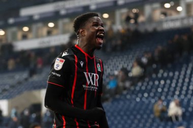 Blackburn Rovers 'dan Makhtar Gueye, 12 Şubat 2025' te İngiltere 'nin West Bromwich Albion-Blackburn Rovers maçında takımının kazanmasını kutluyor.