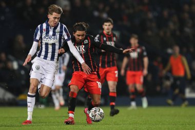 Tyrhys Dolan of Blackburn Rovers holds off Isaac Price of West Bromwich Albion during the Sky Bet Championship match West Bromwich Albion vs Blackburn Rovers at The Hawthorns, West Bromwich, United Kingdom, 12th February 2025 clipart