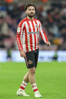 Sunderland takımından Patrick Roberts 12 Şubat 2025 'te İngiltere' nin Sunderland-Luton Town Stadyumu 'nda oynanan Sunderland maçında