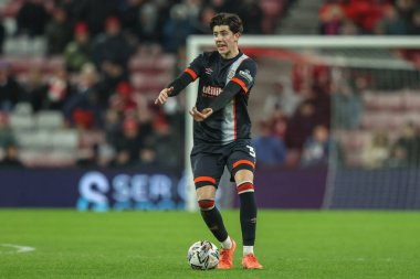 Luton Town 'dan Joe Johnson 12 Şubat 2025' te İngiltere 'nin Sunderland şehrinde oynanan Sunderland-Luton Town maçında takımına talimat veriyor.