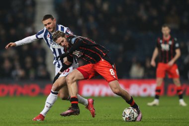 Todd Cantwell of Blackburn Rovers holds off John Swift of West Bromwich Albion during the Sky Bet Championship match West Bromwich Albion vs Blackburn Rovers at The Hawthorns, West Bromwich, United Kingdom, 12th February 2025 clipart