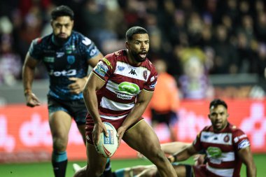 Wigan Warriors 'dan Kruise Leeming, 13 Şubat 2025' te Wigan Warriors 'a karşı Brick Community Stadyumu, Wigan, Birleşik Krallık' ta oynanan Wigan Süper Lig 1.