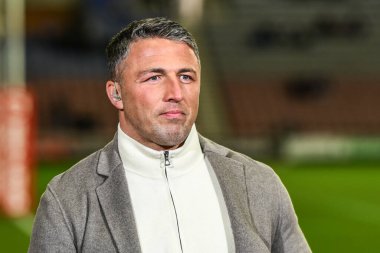Sam Burgess Warrington Wolves baş antrenörü ve Betfred Süper Lig 1. raundunda gökyüzü uzmanı Wigan Warriors ile Leigh Leopards arasında 13 Şubat 2025 'te Wigan Stadyumu' nda oynanan karşılaşma.