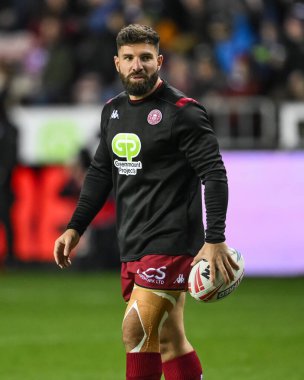 Wigan Warriors takımından Abbas Miski, 13 Şubat 2025 'te İngiltere' nin Wigan şehrinde oynanan The Brick Community Stadyumu 'nda oynanan Wigan Warriors - Leigh Leopards maçında oynanan Betfred Süper Lig 1.