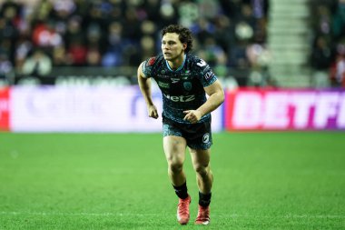 Leigh Leoparları 'ndan Lachlan Lam 13 Şubat 2025' te İngiltere 'nin Wigan kentinde oynanan The Brick Community Stadyumu' nda Wigan Warriors - Leopards maçında birinci turda