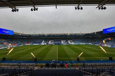 King Power Stadyumu 'nun, 15 Şubat 2025' te King Power Stadyumu 'nda Leicester City ile Arsenal arasındaki Premier League maçı sırasında genel bir görüntüsü.