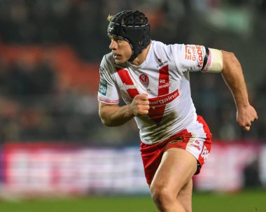 St. Helens 'ten Jonny Lomax, 15 Şubat 2025' te St. Helens - Salford Red Devils maçında St. Helens - All Wicked Stadyumu, St Helens, Birleşik Krallık
