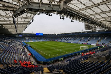 King Power Stadyumu 'nun, 15 Şubat 2025' te King Power Stadyumu 'nda Leicester City ile Arsenal arasındaki Premier League maçı sırasında genel bir görüntüsü.