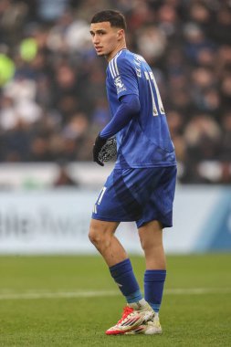 Leicester City 'den Bilal El Khannouss Premier Lig maçı sırasında Leicester City, King Power Stadyumu' nda Arsenal 'e karşı, 15 Şubat 2025