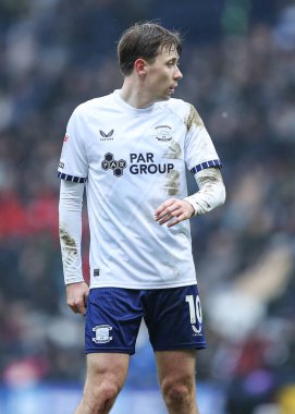 Preston North End 'den Mads Frkjr-Jensen 15 Şubat 2025 Deepdale, Preston, Birleşik Krallık' ta Preston North End 'e karşı oynanan Gökyüzü İddia Şampiyonası maçında