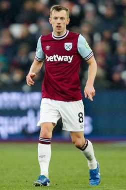 West Ham United takımının oyuncusu James Ward-Prowse, Premier League maçında, West Ham United 'ın Brentford' a karşı Londra Stadyumu, İngiltere, 15 Şubat 2025 'te oynadığı maçta...