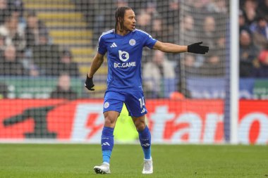 Leicester City 'den Bobby Dekordova-Reid Premier League maçında Leicester City, King Power Stadyumu' nda Arsenal 'e karşı, 15 Şubat 2025
