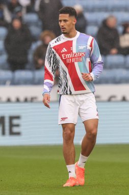 15 Şubat 2025 'te King Power Stadyumu' nda Leicester City ile Arsenal arasındaki Premier League maçında Arsenal 'in maç öncesi ısınma maçında