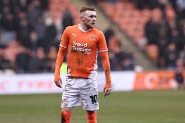 Blackpool 'dan Sonny Carey, Sky Bet Ligi 1 maçında Blackpool - Mansfield Town maçı, Bloomfield Road, Blackpool, İngiltere, 15 Şubat 2025