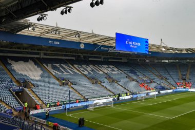 King Power Stadyumu 'nun, 15 Şubat 2025' te King Power Stadyumu 'nda Leicester City ile Arsenal arasındaki Premier League maçı sırasında genel bir görüntüsü.