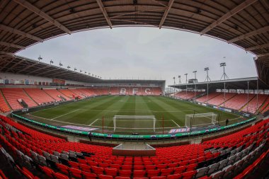 Bloomfield Yolu 'nun, Sky Bet Ligi 1' in önündeki genel görünümü Blackpool - Mansfield Town maçı, Bloomfield Road, Blackpool, Birleşik Krallık, 15 Şubat 2025