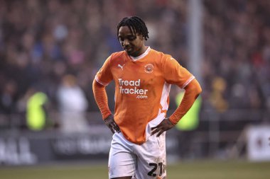 Blackpool 'dan Niall Ennis 15 Şubat 2025' te Blackpool, Blackpool 'da Blackpool Mansfield Town' a karşı oynanan Gökyüzü İddia Ligi 1 maçında son düdük çaldıktan sonra